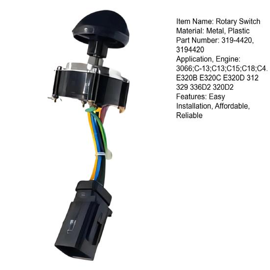 Rotary Switch 319-4420 for CAT312 329 336D2 320D E320B Throttle Knob Gear Switch Easy Replacement Precise Gear Shifting Accessory