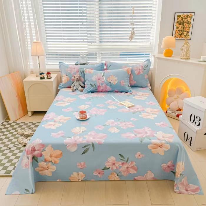 1 Bettlaken + 2 Kissenbezüge, Bettdecke aus 100 % Baumwolle, King-Size-Bett, Queen-Size-Bett, weiches Bettlaken aus reiner Baumwolle, 250 x 270 cm