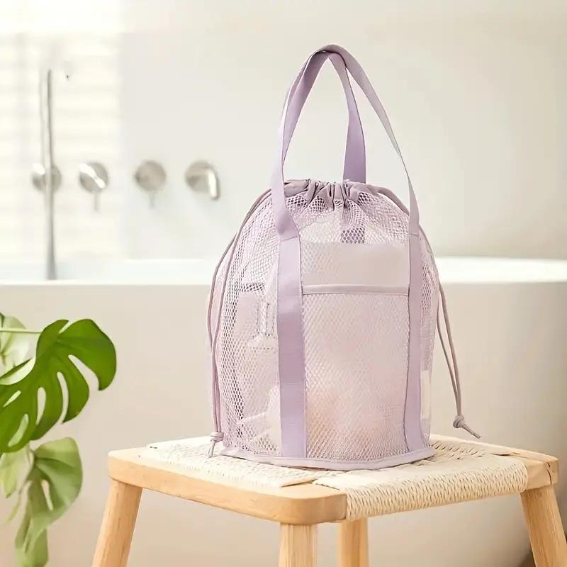 

Outdoor Travel Storage Bag Mesh Hollow Tote Bag Drawstring Bundle Mouth Bag Folding Ultra-light Beach Bag Toilet Bag