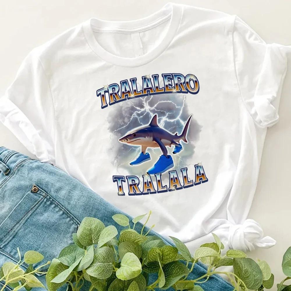 Italian Brainrot Animals Kids T-shirt Tralalero Tralala Funny Shark Short Sleeve Tops Funny Meme Cute Tee Summer Clothing