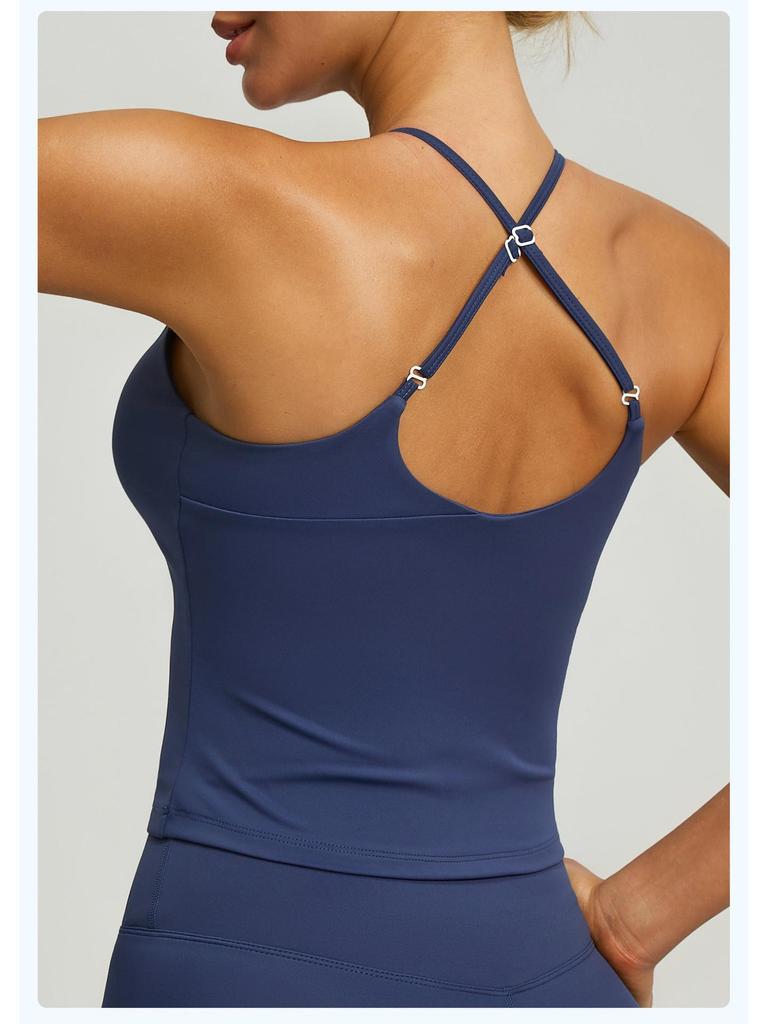 Juyitang Yoga-Tanktop Ärmelloses Camisole Sport-BH für Damen