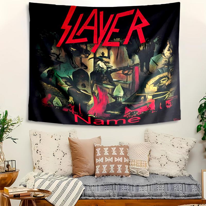 Personalized Slayer logo Background Tapestry,Custom Name Birthday Party,Multifunctional Wall Decoration for Home Decor,Various Occasions