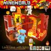 Minecraft Lava Mine Building Blocks Set with Light-Up Pieces, Educational STEM Building Toy for Boys Girls Kids, Creative DIY Assembly Gift