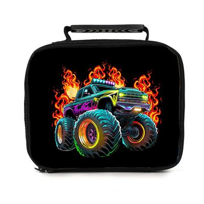 Burning Truck Pattern Handheld Lunch Bag for Boy and Girls Best Gifts 2D Cartoon School Bento Outdoor Picnic Bag for Children