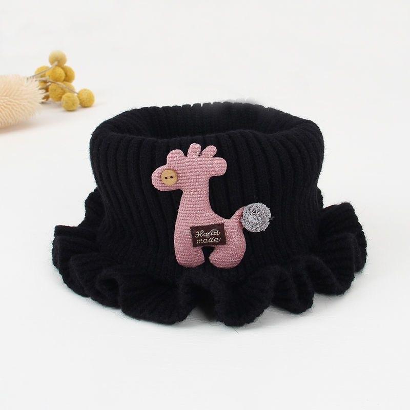New Baby Knitted Scarf Cartoon Wool Giraffe Ruffle Neck Warmer Girls Kids Accessories Collar Circle Outdoor Winter Warm Scarves