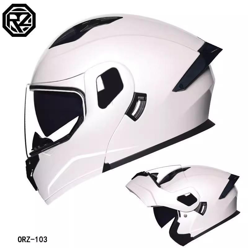 ORZ Bluetooth Flip-up Dual Visor Motorcycle Helmet for Men & Women, HD Full Face, Wingxin Certified for All Seasons.