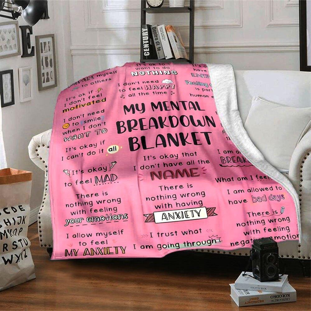 Mental Breakdown Blanket Embracing Emotions Throw Personalized Blanket Customize Text Soft Cozy Suitable For Sofa Couch Office Bed Picnics For All