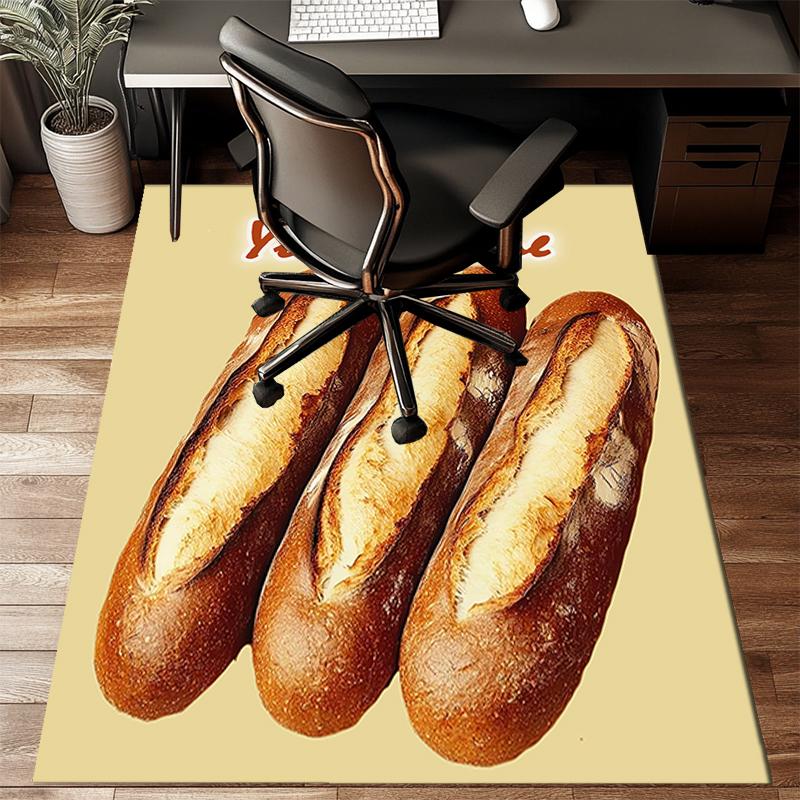 1PC Custom Name Fresh Baguette Bakery Theme Floor Mat Ideal for Living Room, Game Rooms, Office, Bedroom, Floor Mat Playful Design
