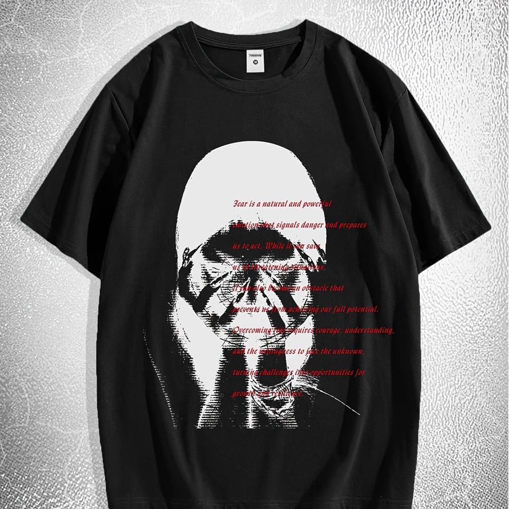Weeping Men Print T-shirt, Versatile & Breathable Street Fashion For Men, Simple Lightweight Comfy Top, Casual Crew Neck Short Sleeve  For Summer