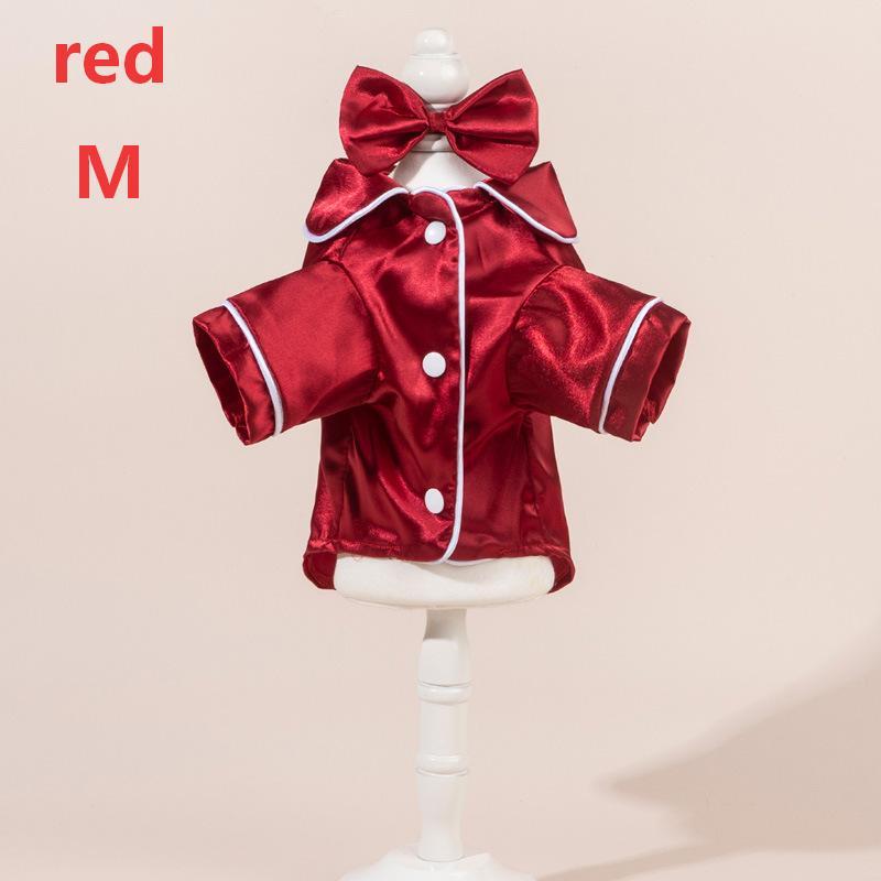 Satin Dog Pajama Set Cute Pet Sleepwear with Matching Bow Headband Soft Outfit for Tiny Puppy Kitten Indoor Wear