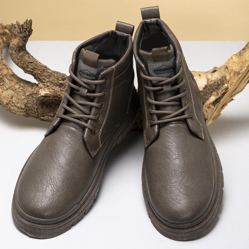 

Autumn new men s Martin boots men s leather boots high-top casual leather shoes fashion trendy overalls boots 39