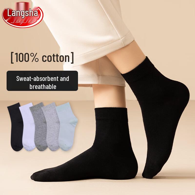 LangSha Women s Cotton Mid-Calf Socks