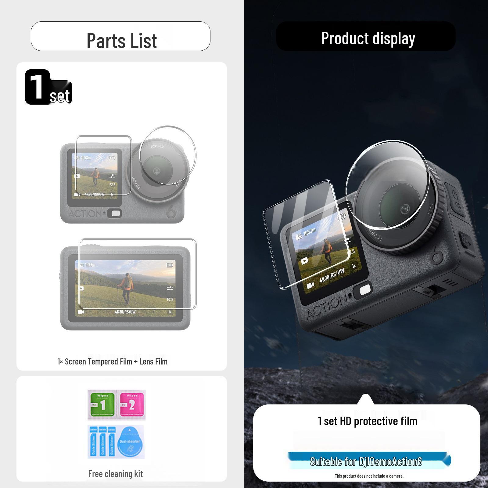 

DJI Osmo Action 6 HD Tempered Screen & Lens Protector - Explosion & Drop-Proof