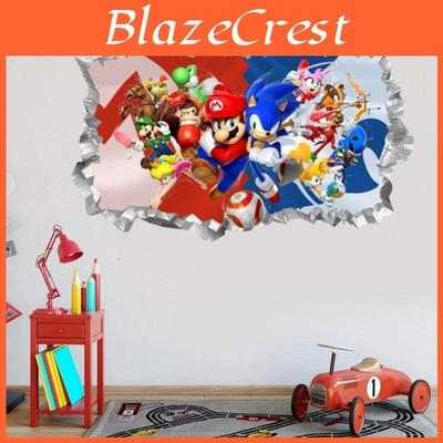 Super Mario Bros Sonic The Hedgehog Cartoon Pvc Wall Sticker With Selfadhesive Decor For Kids Room And Bedroom