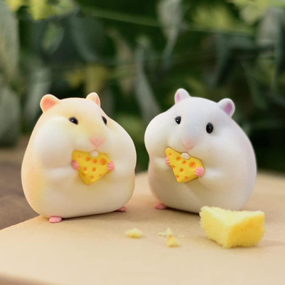 BEEMAI Flocking Greedy Hamster Series 1PC Random Design Cute Figures Collectible Toys Birthday Gifts