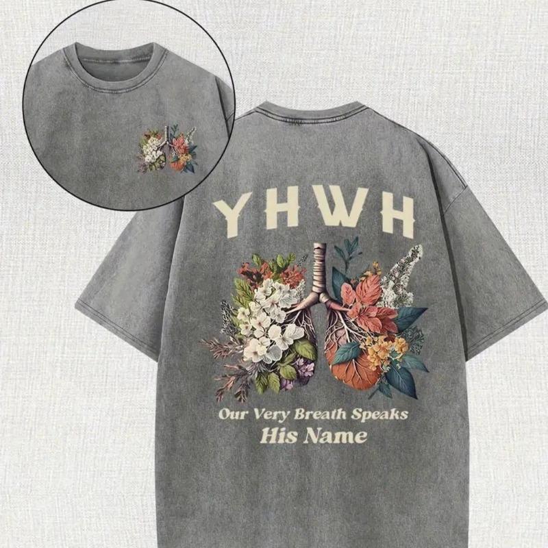 

European Size Men s Retro Cotton Washed Pattern Printed T-shirt Top - Trendy Fashion Style, Eye-catching Pattern, Comfortable and Casual Wear S серый