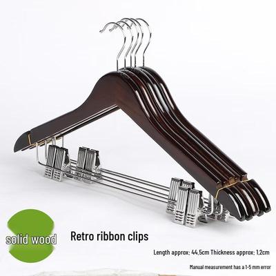 HAOTO Solid Wood Suit and Pant Hangers with Clips (10-Pack)