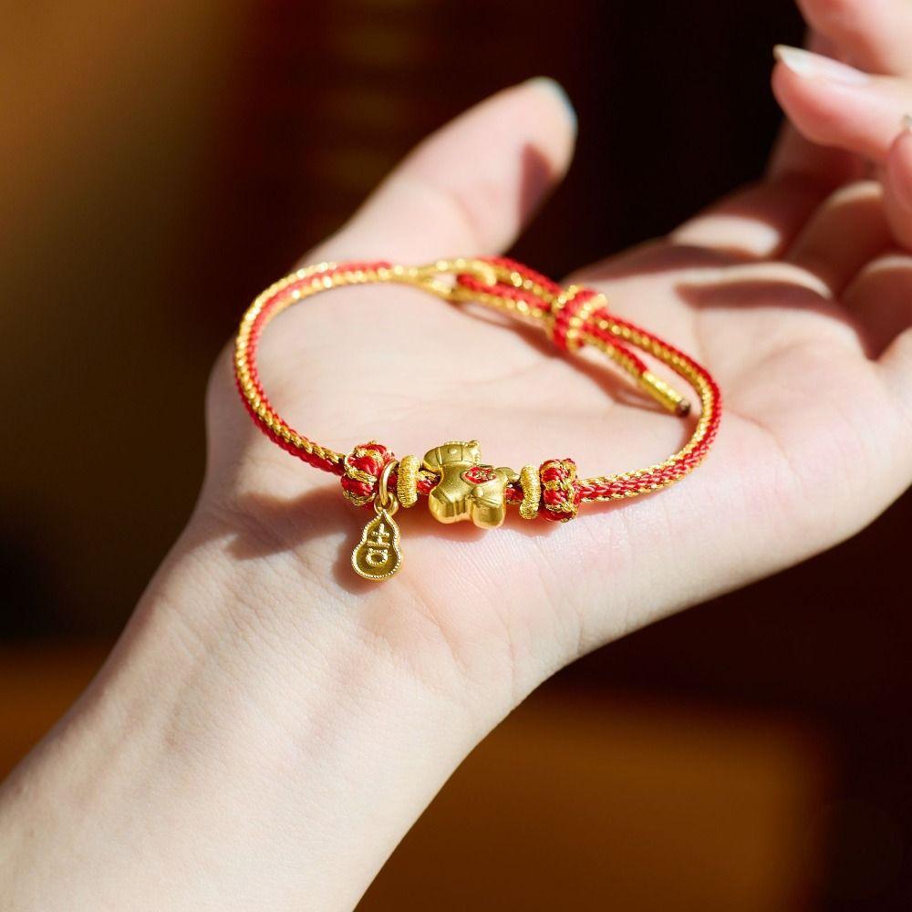Calabash Zodiac Horse Bracelet Year of The Horse Chinese Red Handrope  Chinese New Year