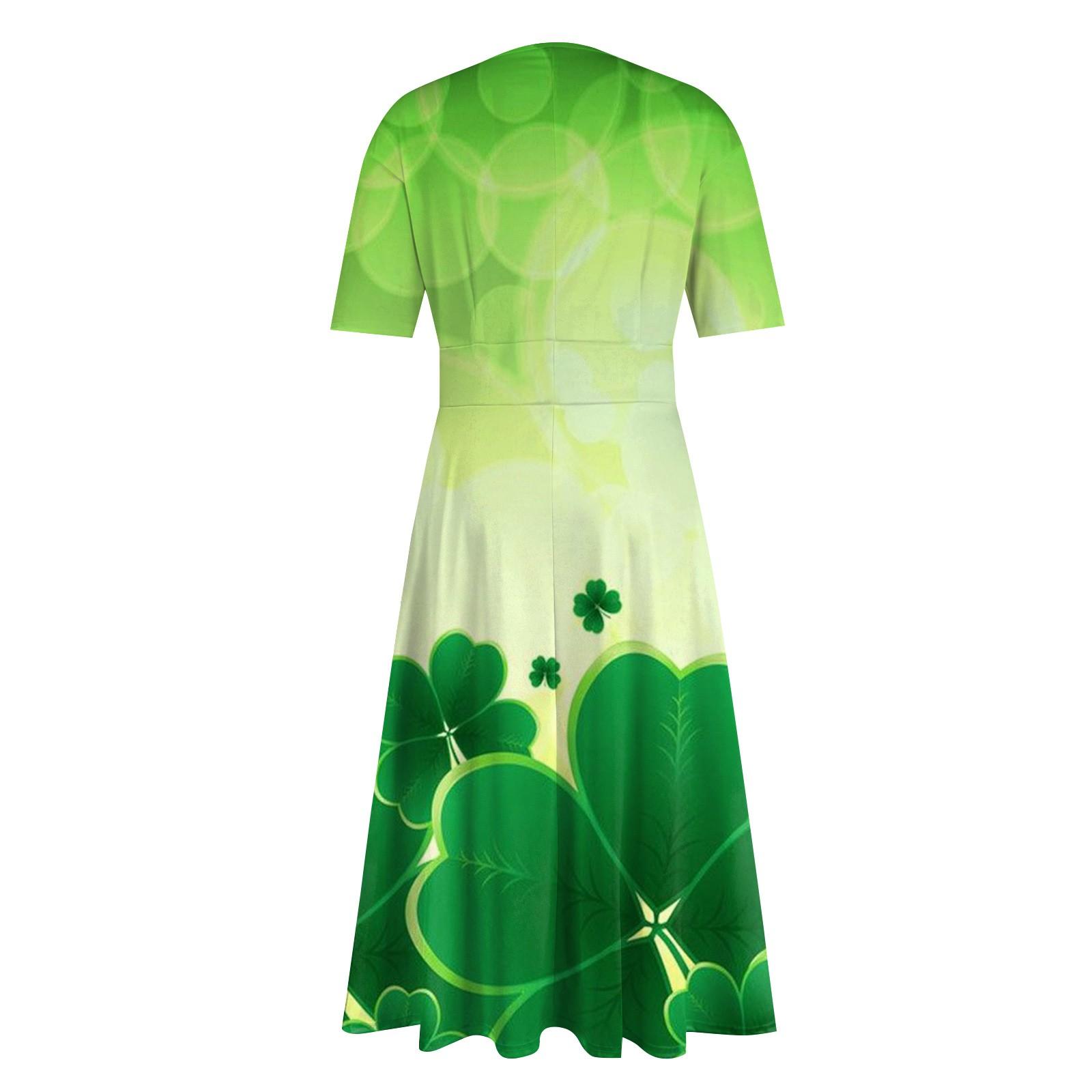 Женская повседневная мода St. Длинное свободное платье с принтом ко Дню Святого Патрика — фото 5