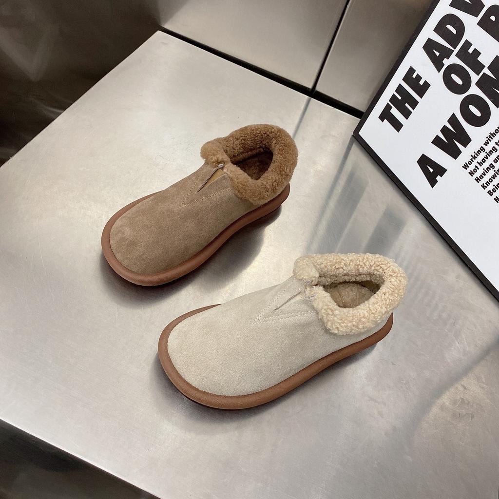 Shoes Women's Flat-soled Lazy Shoes with One Pedal, New Autumn and Winter Plush Warm Fluffy Shoes
