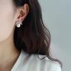 PONYKISS  Sterling Silver Zircon Pearl Bowknot Stud Earrings for Women Minimalist Cute Fine  Light Luxury Accessories