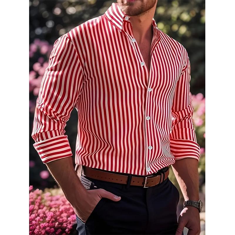 Spring and Autumn Men's Long Sleeved Button Up Shirt 3D Digital Printing for Casual Daily Entertainment and Fashion Design