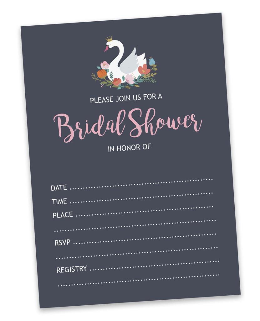 Inkdotpot 30A  SwanA  Fill-In Style Bridal Shower Invitations Wedding Blank