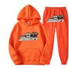 Mens Hooded Streetwear Tracksuit Set - Black Red Tiger Print Long Sleeve Top Jogger Pants Thick Casual Outfit