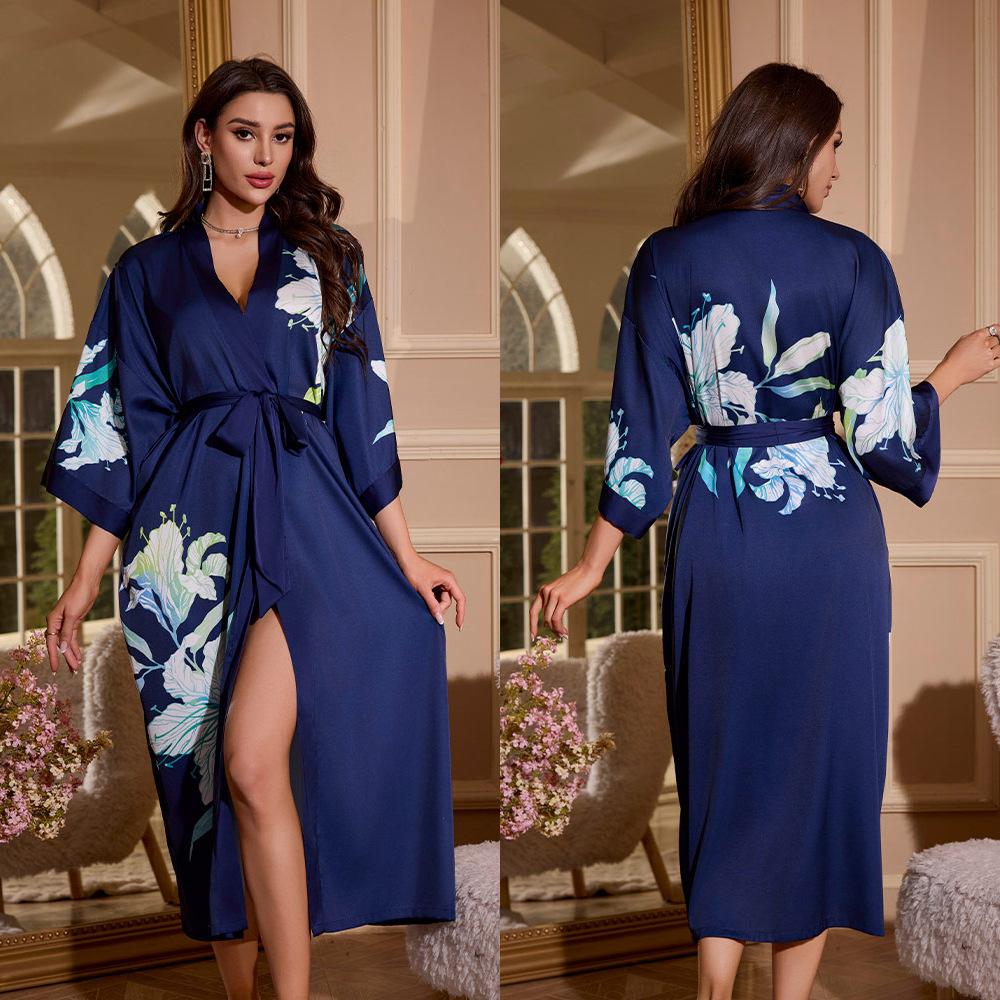Yaoting's new pajamas women's spring and autumn seven-quarter-sleeved satin pajamas women's long-sleeved thin loungewear WP1110