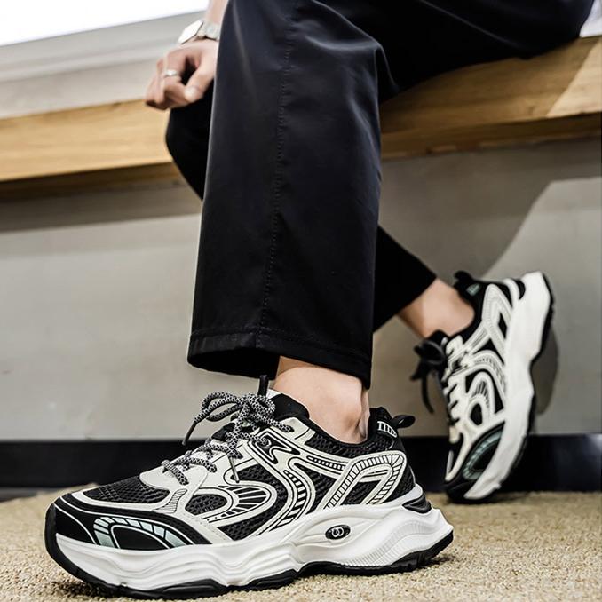 Męskie Wiosenne Nowe Oddychające Buty Siatkowe – Modne Wszechstronne Sportowe Codzienne Sneakersy z Grubą Podeszwą dla Mężczyzn