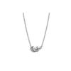 Moon and Star Shape Cubic Zirconia Sterling Silver Necklace for Men and Women, Couple Style, Silver 392991C01
