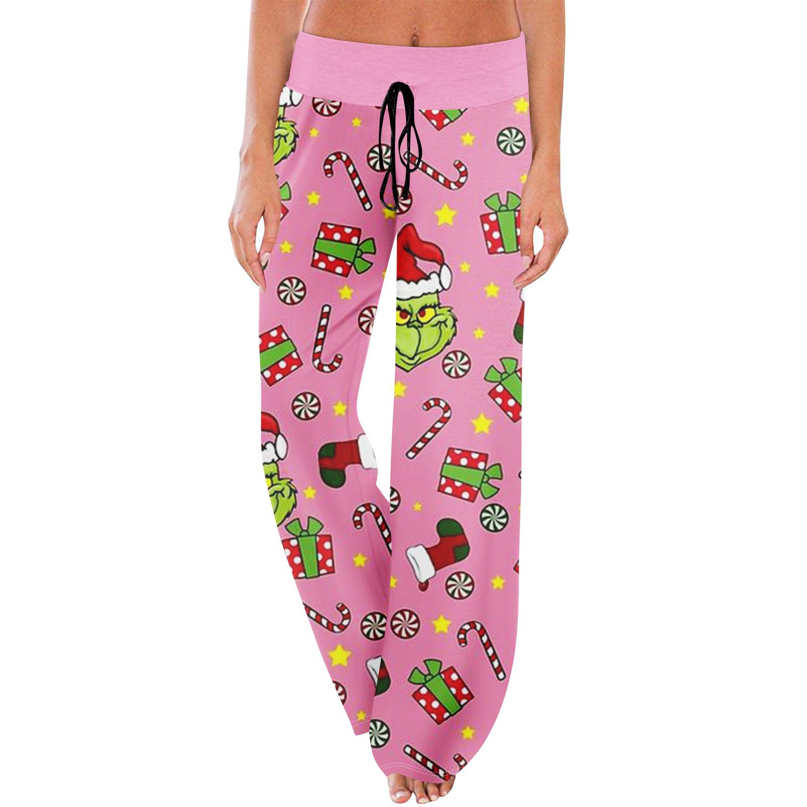

Anime Pajama Pants Sleepwear Casual Drawstring Elastic Waist Pants Comfy Straight Yoga Loose Trousers XL