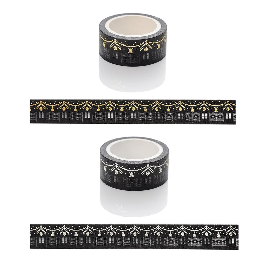 Gold & Silver Foil Hot Stamping Christmas Washi Tape - Moon, Stars, House & Branches DIY Journal Stickers