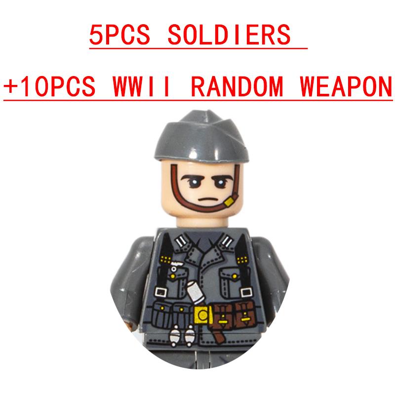 Non-Toxic 25/50/100Pcs Ww2 Military Army Police Solider Swat Weapons Cannon Building Blocks Moc Figure Accessories Model Bricks Diy Toy