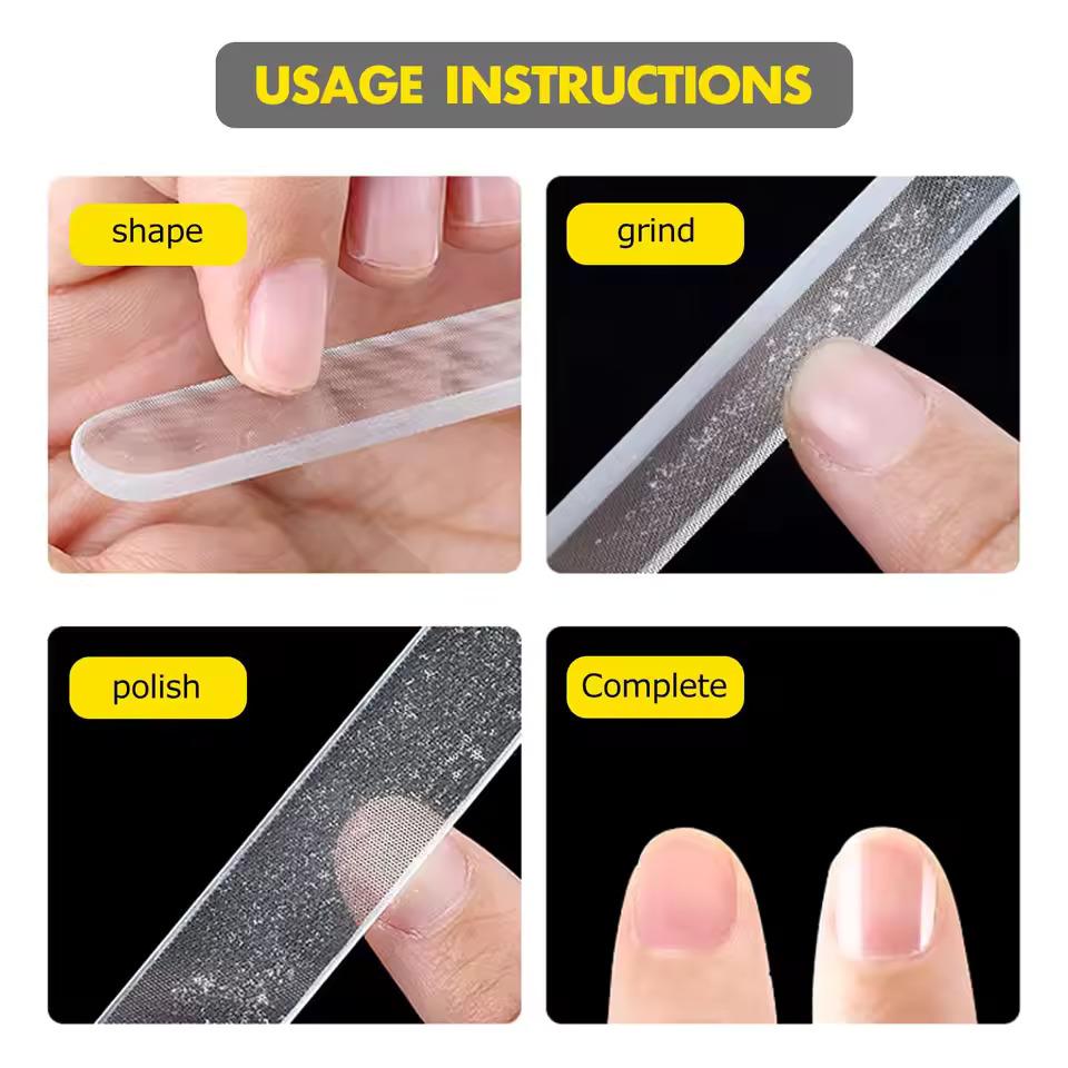 1/8 st Glasnagelpolerare Uppgraderad Glasnagelfil för Naturliga Naglar Nano Nagelslipar Kristallglanspolerare, Professionell Manikyr