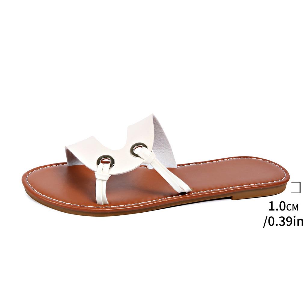 Summer women's hollowed out open toed slippers, flat and casual one-piece slippers