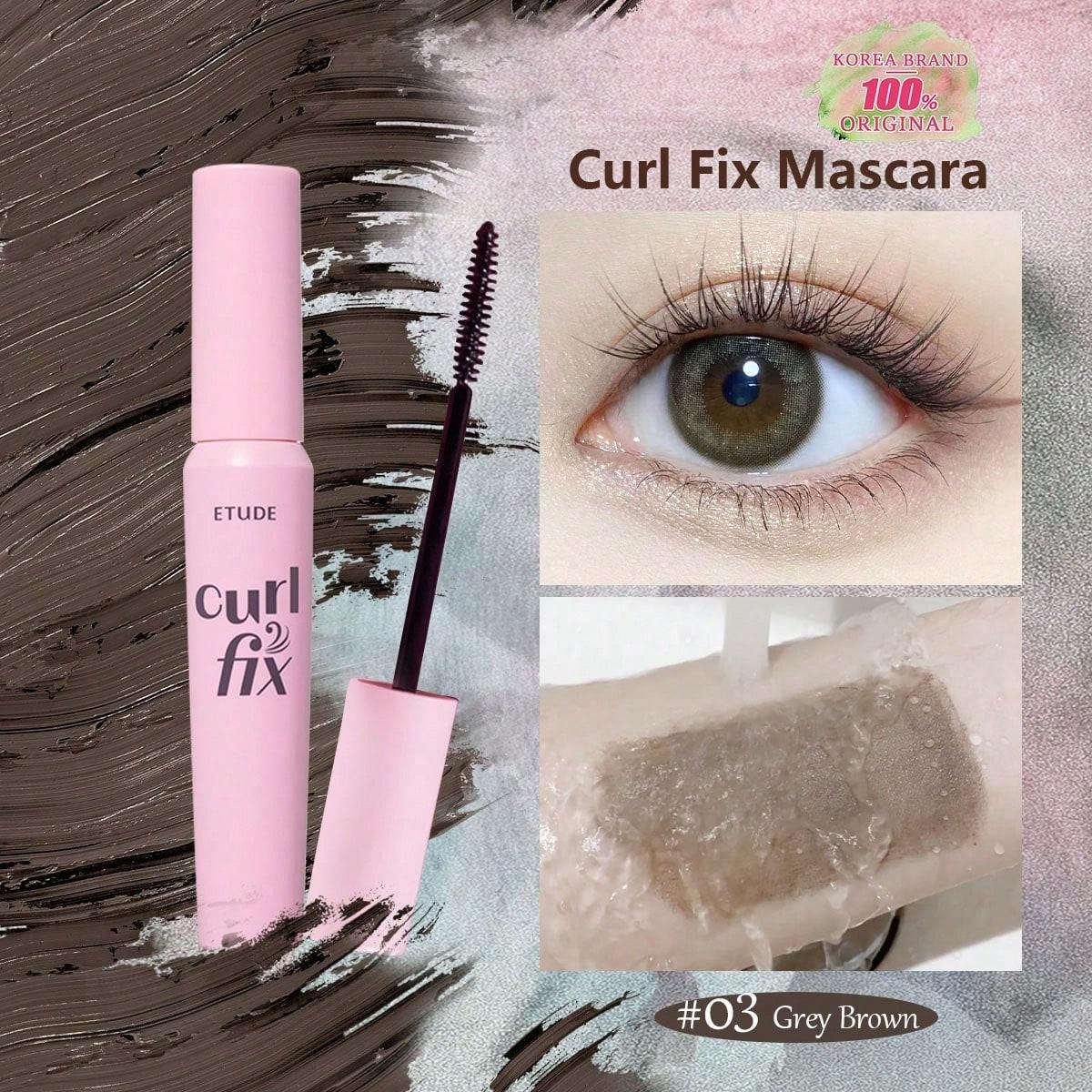 ETUDE Curl Fix Mascara 01/03, Mit Curl 24H Technologie, Langanhaltende Locke, Koreanische Schönheit, Geschenkset 8g/0.28oz 03 Grey Brown
