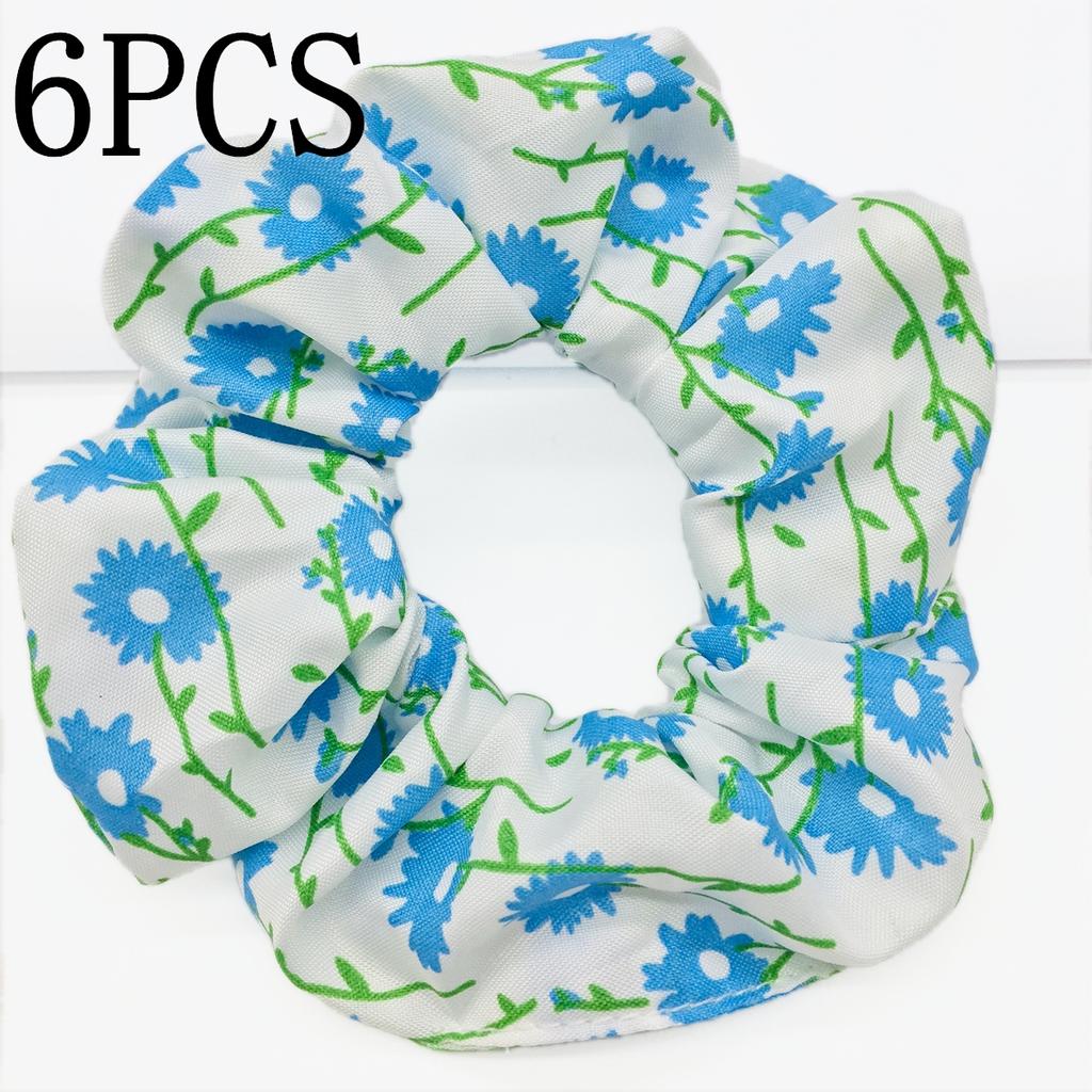 6pcs/lot Hair Scrunchies Bands Scrunchy Ties Ropes Ponytail Holder for Women Accessories Fabric Headwear Ditsy Floral Sweet Cute