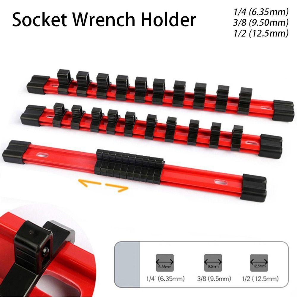 1Pcs 1/4" 3/8" 1/2" Socket Wrench Holder Traight Rail Bracket Wall Holder Socket Organizer Plastic Wrench Storage Tool box
