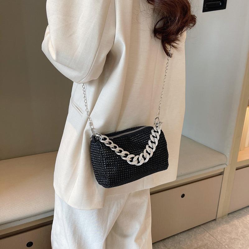 Popular Diamond Noodle Handbag Chain Pillow Bag Versatile Shoulder Bag Women's New Handbag Crossbody Women's Bag