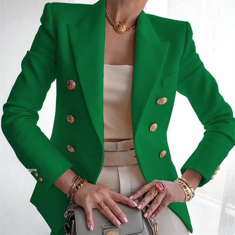 Women's 2025 Autumn/Winter Solid Color Fashion Casual Short Suit Jacket