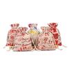 30pcs Christmas Jute Bags C y Gift Drawstring Pouches Printed Linen Storage Cookie Snack Party Favor Reusable