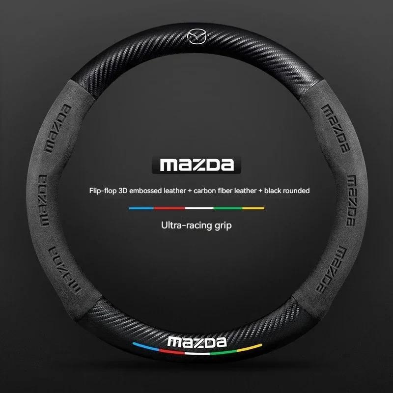 2025 Hot For Mazda 3 5 6 SKYACTIV Axela Atenza CX30 CX5 CX8 CX9 MX5 RX8 RX7 BT50 Carbon fiber Suede Car Steering Wheel Cover Acc