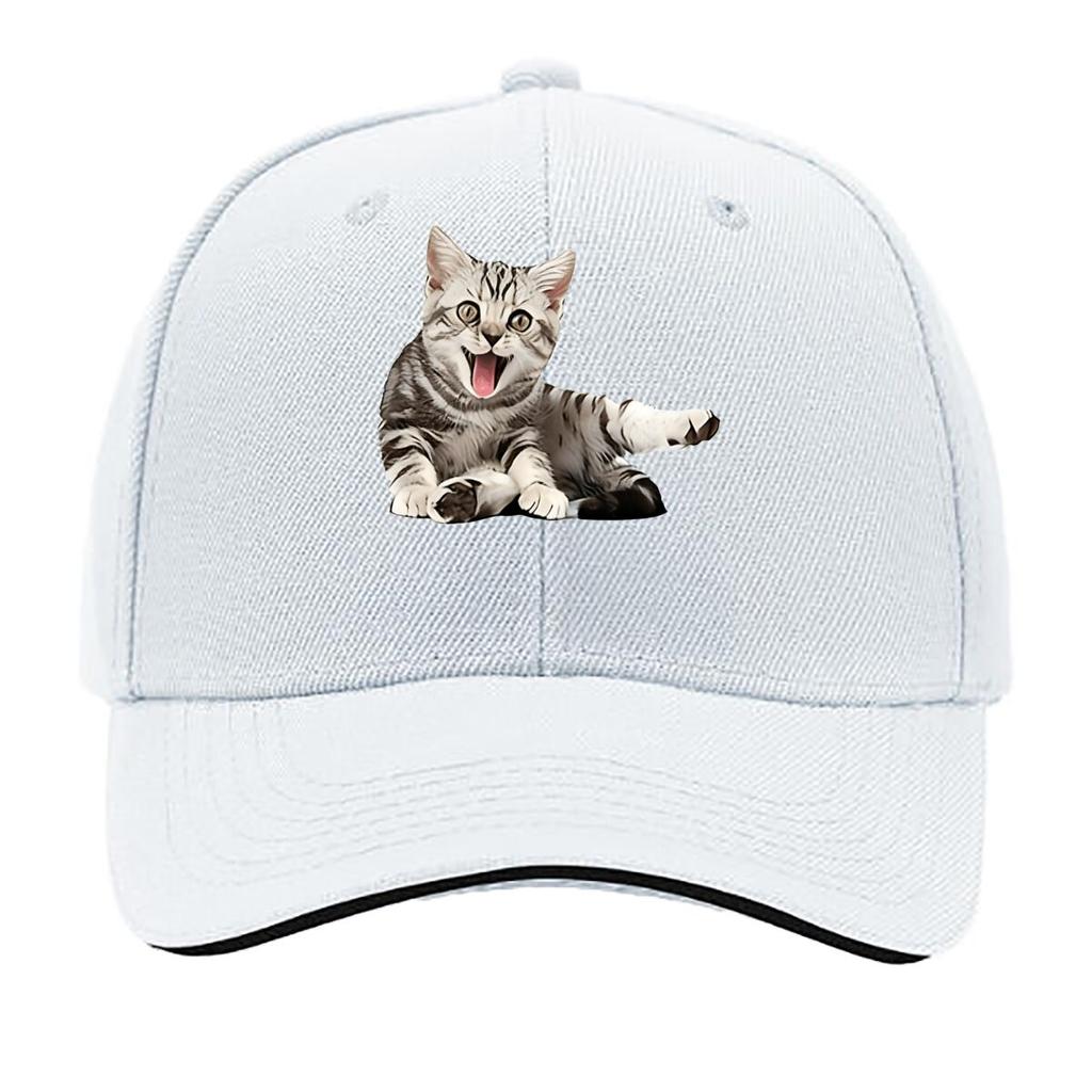 Breathable Baseball Cap with Cute Kitten Print Adjustable Casual Sun Hat for Everyday Outdoor W Sandwich Baseball Cap