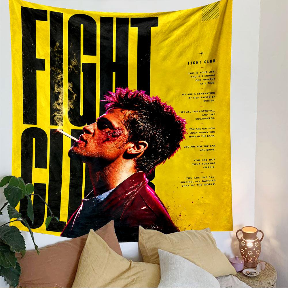 Fight Club Tapestry Wall Hanging, Cult Movie Poster, Wall Decor for Bedroom Living Room Dorm
