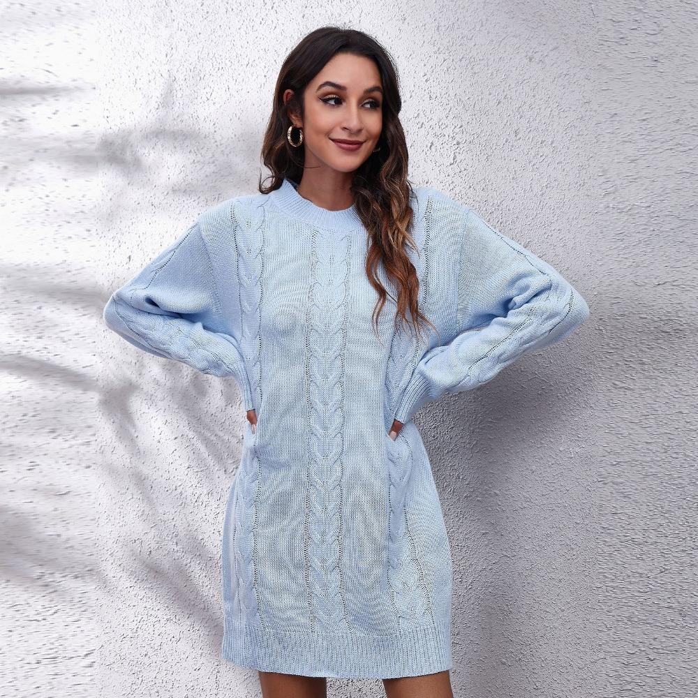 GMXIA Dámská móda Ležérní Jednobarevný potisk Podzim Zima Dlouhý rukáv S výstřihem do O Volné svetry Sukně