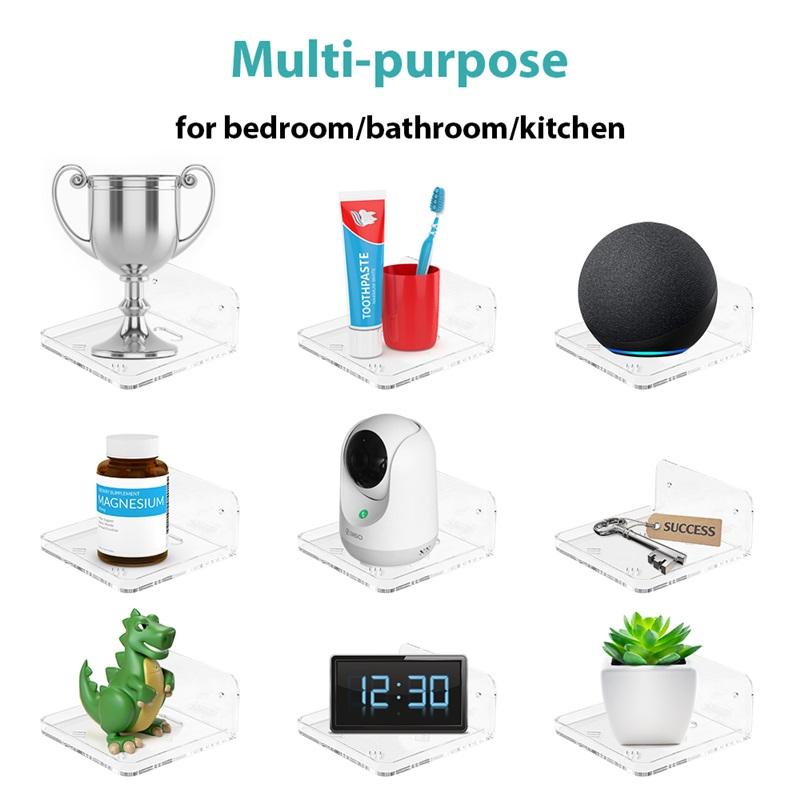 Μικρό Πλωτό Ράφι Αυτοκόλλητο Επιτοίχιο για Μικροαντικείμενα Βάση Soundbar Έξυπνο Ηχείο Διαφανές Πλαστικό Επιτοίχιο Ράφι Χωρίς Τρύπημα