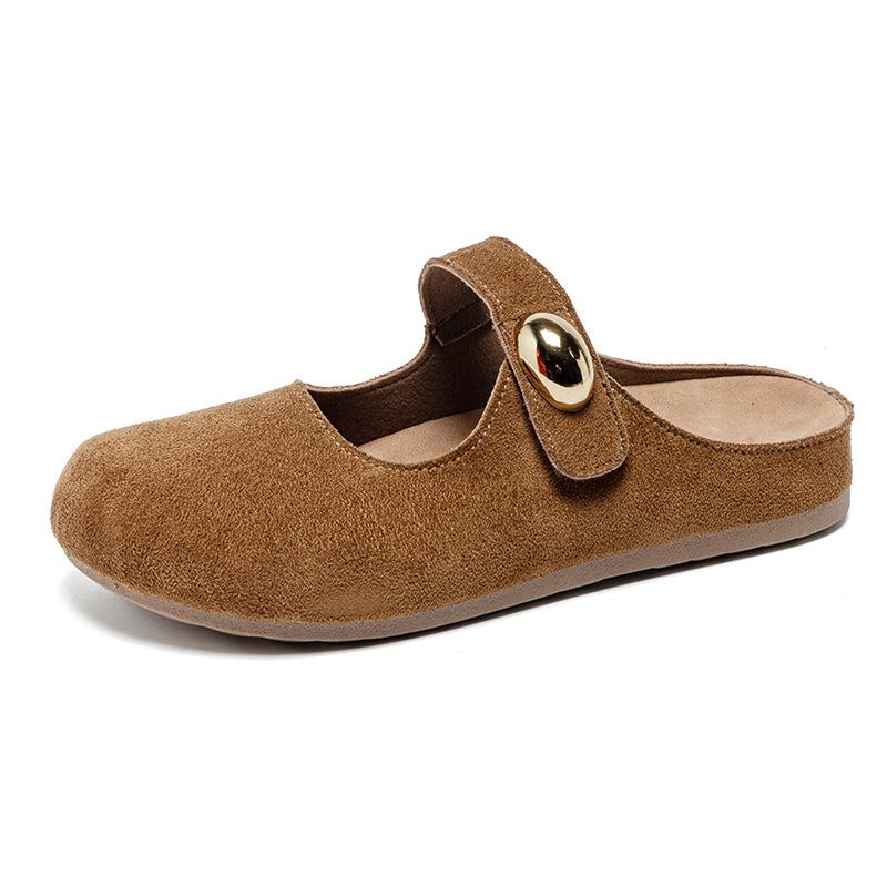 Versatile Women's Closed-Toe Retro Mules with Thick Soles - 2026 Spring Slip-On Casual Shoes