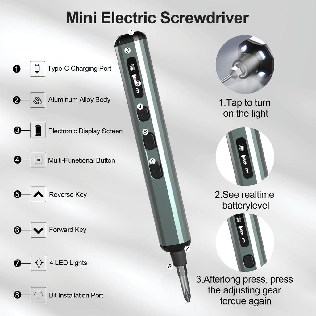 Precyzyjny elektryczny zestaw wkrętaków 68 w 1 Bezprzewodowy 64 Precyzyjne bity wiertarskie S2 5 Ustawień momentu obrotowego LED Ręczny zestaw narzędzi do napraw