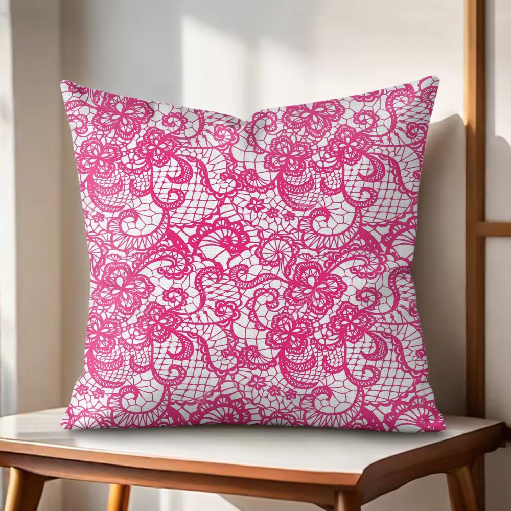 Lace Flower Cushion Cover Natural Linen Organic Fabric DoubleSided Printing Couch Pillow Covers Home Decor